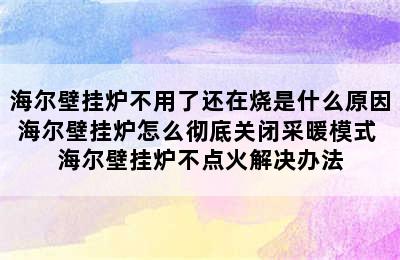 海尔壁挂炉不用了还在烧是什么原因海尔壁挂炉怎么彻底关闭采暖模式 海尔壁挂炉不点火解决办法